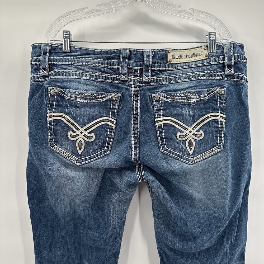 Rock Revival Jeans Womens 36 Becky Easy Capri Western Biker Grunge Distressed